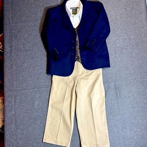 Toddlers Kenneth Cole Reaction Shirt Navy Blazer with Tan Pants